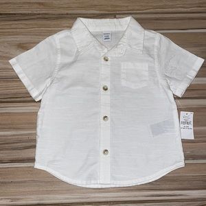 White Old Navy “Linen-Like” Button-Down Collared Shirt (6-12 Mo.) NWT